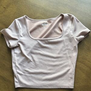 Hollister Women's Soft Pink Ribbed Crop Top